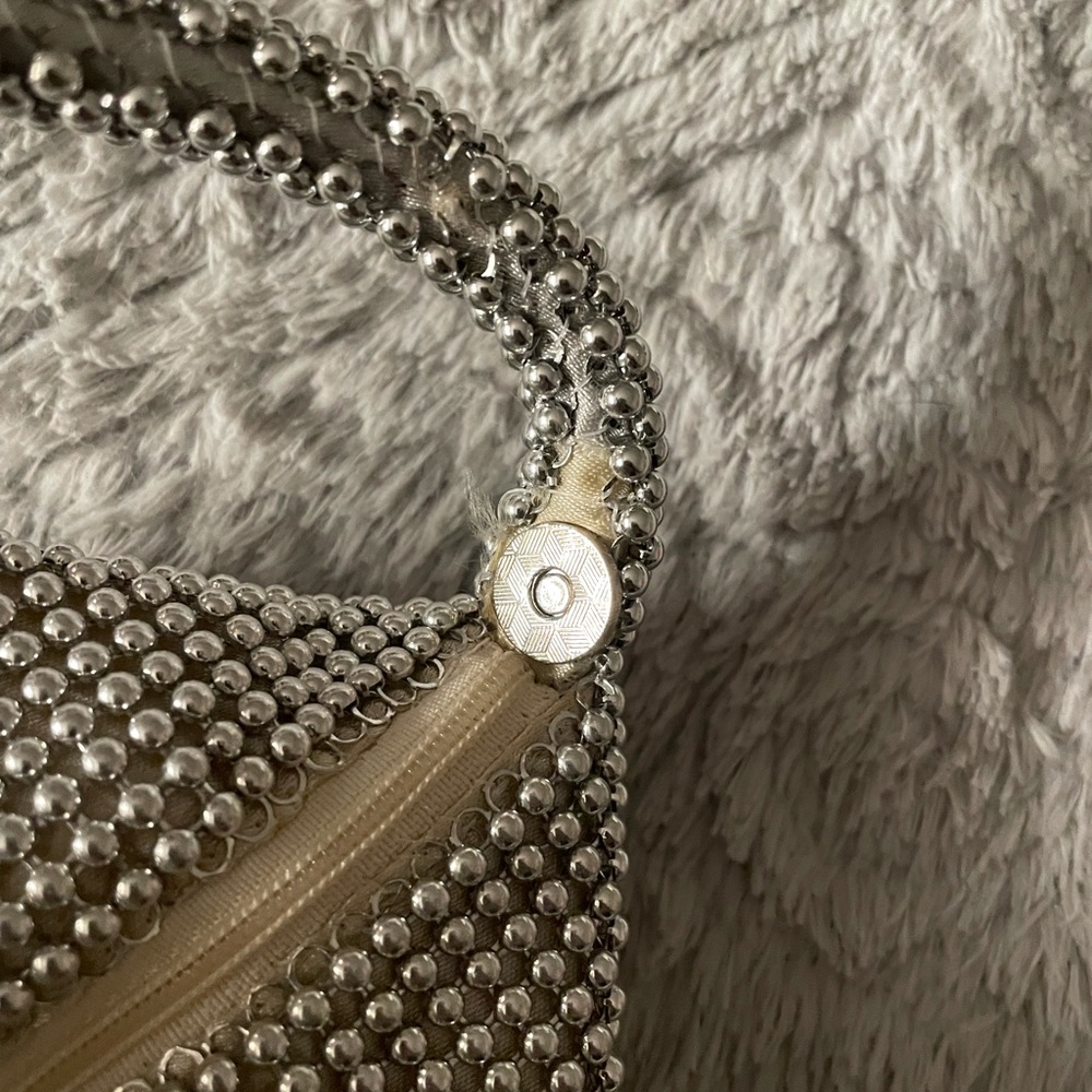 Silver Beaded Triangular Shaped Evening Bag - image 2